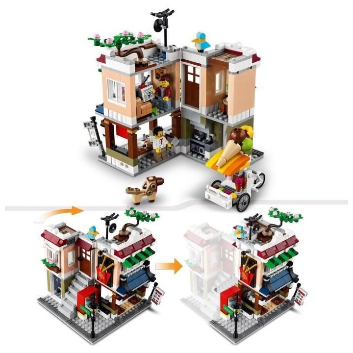 LEGO 31131 Creator 3-en-1 Le Magasin de Nouille du Centre-Ville, Jouet