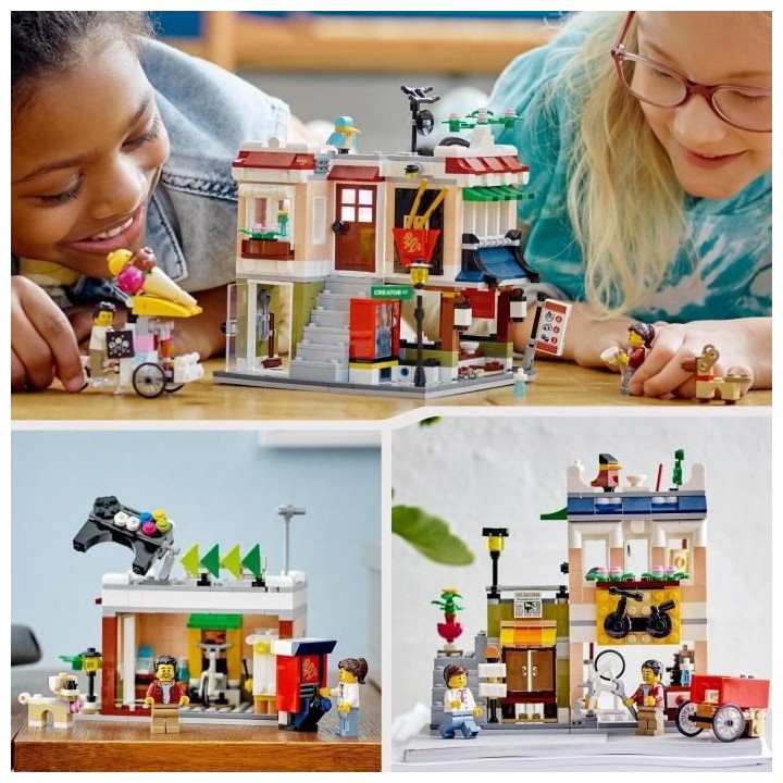 LEGO 31131 Creator 3-en-1 Le Magasin de Nouille du Centre-Ville, Jouet