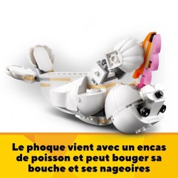 LEGO Creator 3-en-1 31133 Le Lapin Blanc, avec des Figurines Animaux Poissons, Phoques et Perroquets