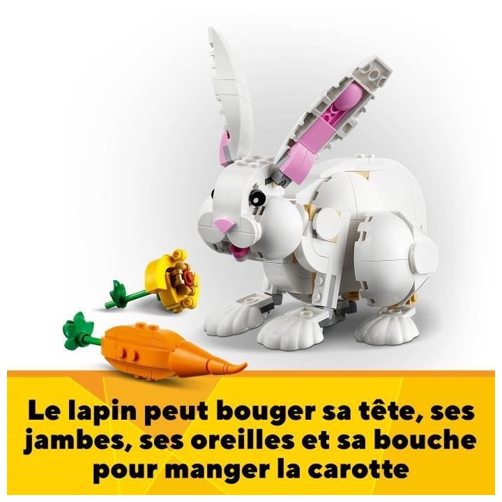 LEGO Creator 3-en-1 31133 Le Lapin Blanc, avec des Figurines Animaux P