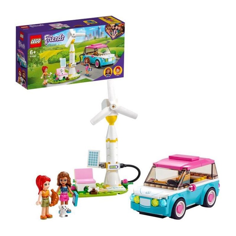 LEGO Friends 41443 La Voiture Electrique d'Olivia, Jeu de construction avec Mini Poupées, Eco-éducation pour Enfant de 6 ans e