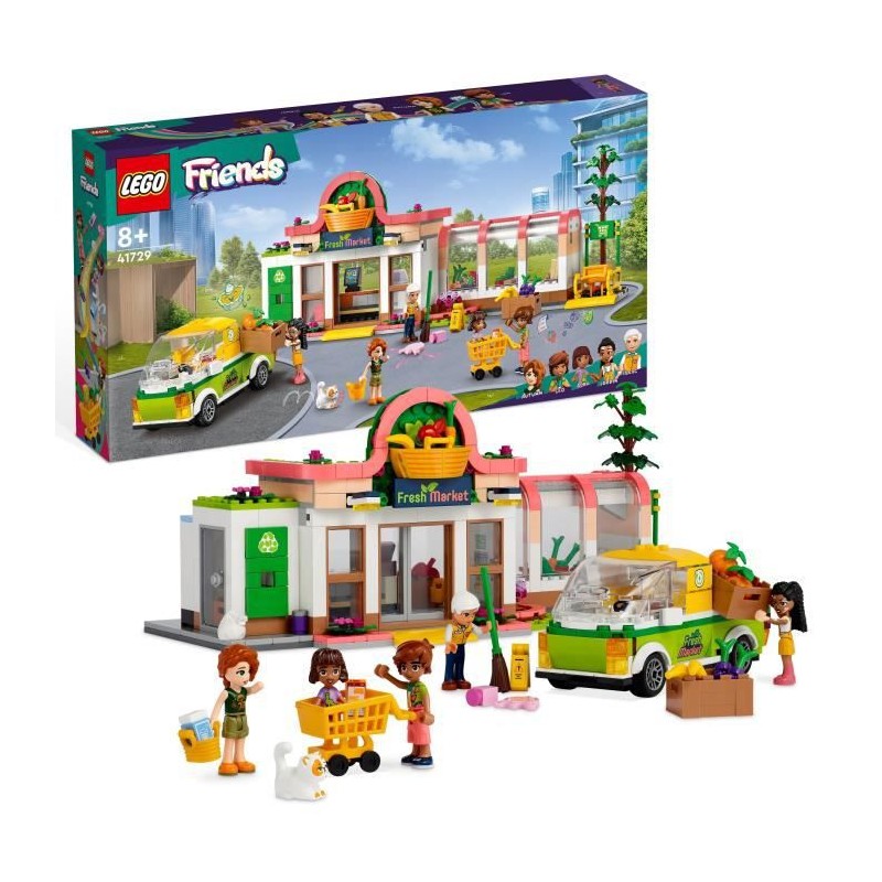 LEGO Friends 41729 L'Épicerie Biologique, Jouet Supermarché, avec Camion & Mini-Poupées