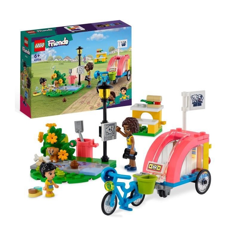 LEGO Friends 41738 Le Vélo de Sauvetage Canin, Jouet Enfants 6 Ans, avec Figurine de Chiot