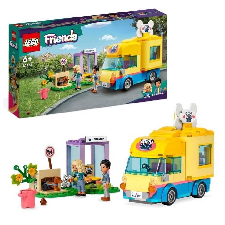 LEGO Friends 41741 La Fourgonnette de Sauvetage Canin, Jouet Animaux E