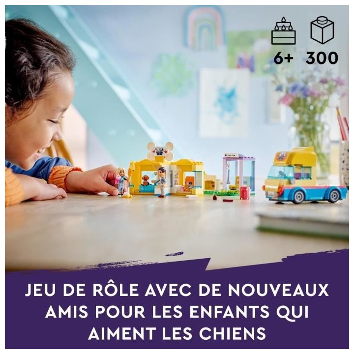 LEGO Friends 41741 La Fourgonnette de Sauvetage Canin, Jouet Animaux E