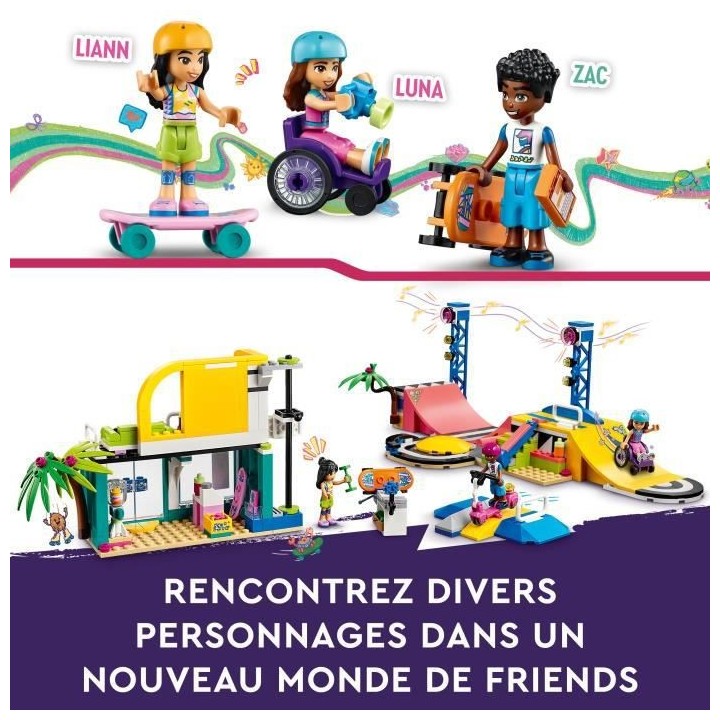 LEGO Friends 41751 Le Skatepark, Jouet de Skateboard, avec Mini-Poupé