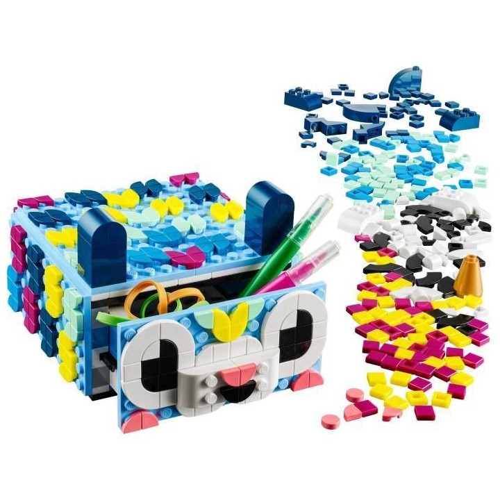 LEGO DOTS 41805 Le Tiroir Animal Créatif, Kit de Mosaique, Boîte de