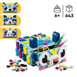 LEGO DOTS 41805 Le Tiroir Animal Créatif, Kit de Mosaique, Boîte de Rangement, Loisir Créatif