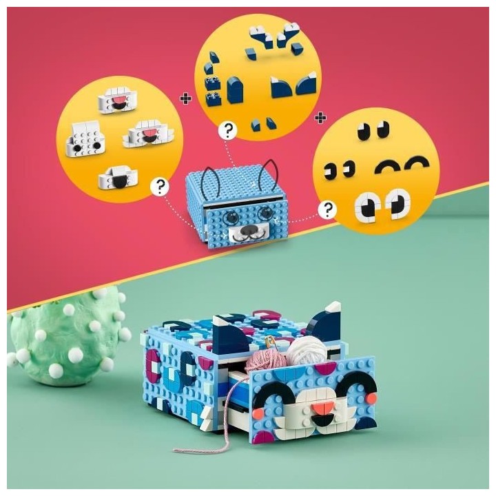 LEGO DOTS 41805 Le Tiroir Animal Créatif, Kit de Mosaique, Boîte de