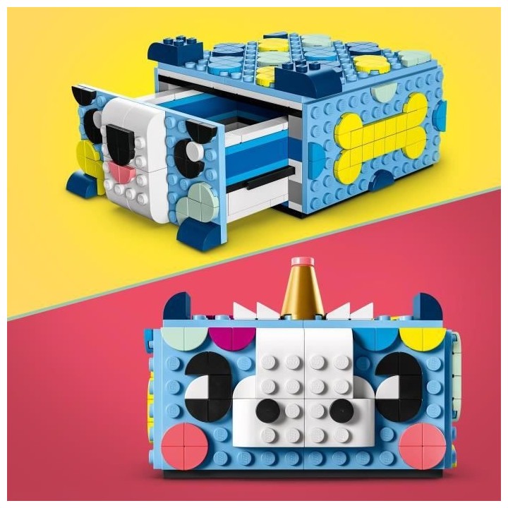 LEGO DOTS 41805 Le Tiroir Animal Créatif, Kit de Mosaique, Boîte de