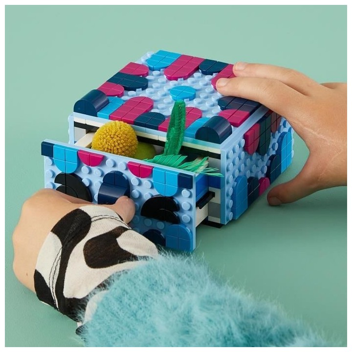 LEGO DOTS 41805 Le Tiroir Animal Créatif, Kit de Mosaique, Boîte de