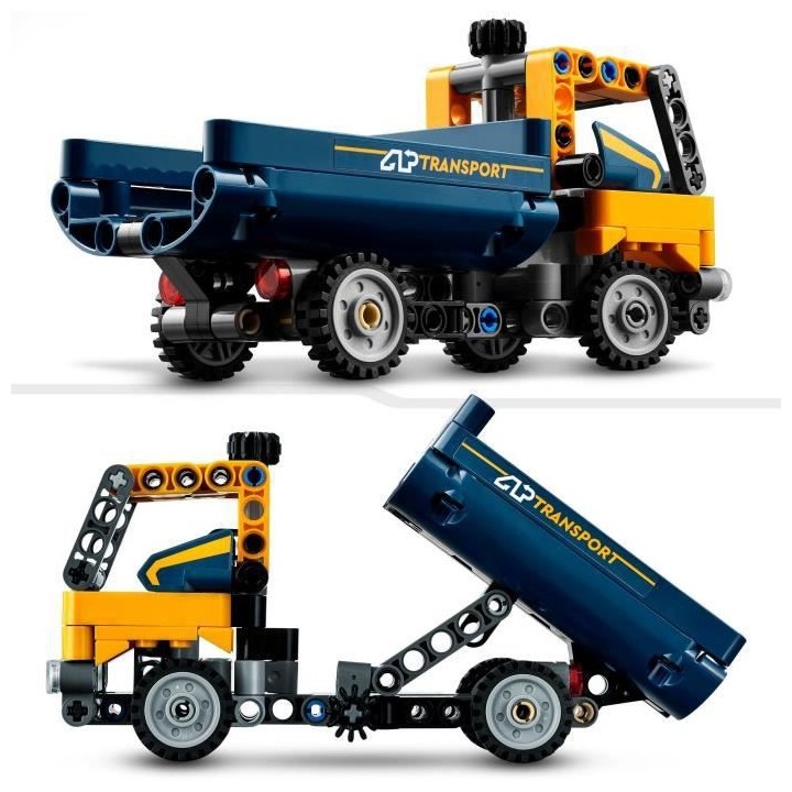 LEGO Technic 42147 Le Camion a Benne Basculante, 2-en-1, Pelleteuse Jo