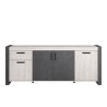 Buffet enfilade CESAR - Décor Portofino gris et Steam noir - 1 Tiroir et 4 Portes - L 217,8 x P 49,8 x H 86,7 cm - PARISOT