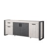 Buffet enfilade CESAR - Décor Portofino gris et Steam noir - 1 Tiroir et 4 Portes - L 217,8 x P 49,8 x H 86,7 cm - PARISOT