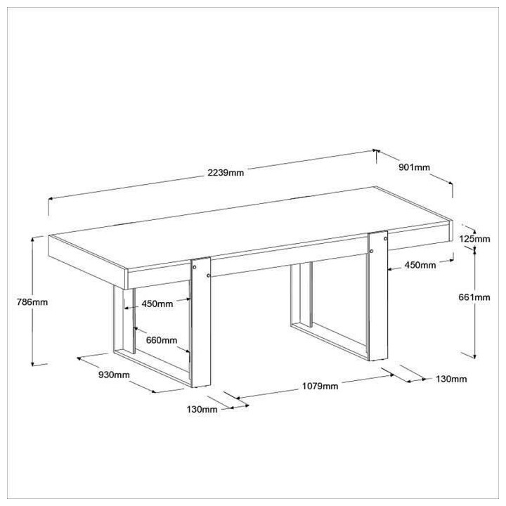 Ensemble enfilade + table LOFT - Mélaminé décor chene artisan et gr