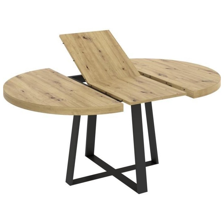 Table ronde extensible DUNA - 4 a 6 personnes - Décor chene - L110 x