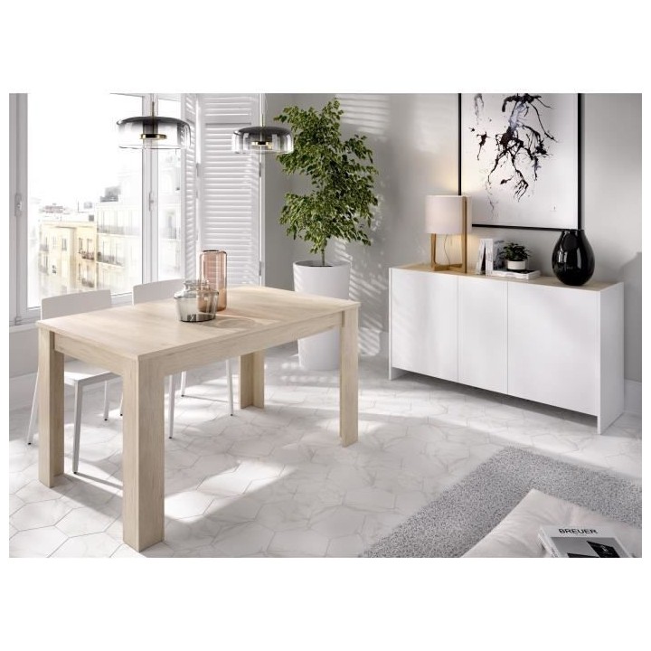 Ensemble salon KLoe : Buffet + table extensible - Décor chene clair e