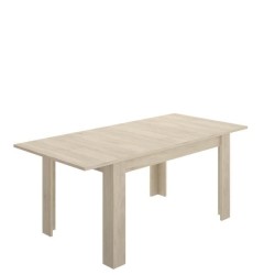 Ensemble salon KLoe : Buffet + table extensible - Décor chene clair et blanc mat