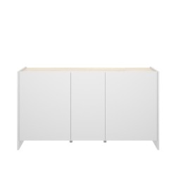 Ensemble salon KLoe : Buffet + table extensible - Décor chene clair et blanc mat