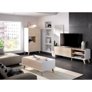 Ensemble meuble TV table basse buffet NESS - Mélaminé - Style scandi