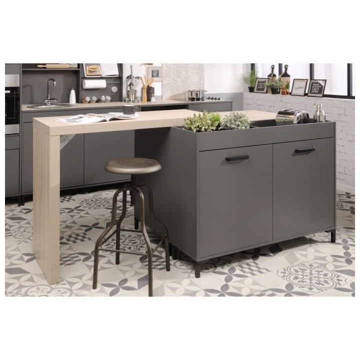 STORM Cuisine complete Compo 236 ILOT - Coloris gris ombre - L236 x P9