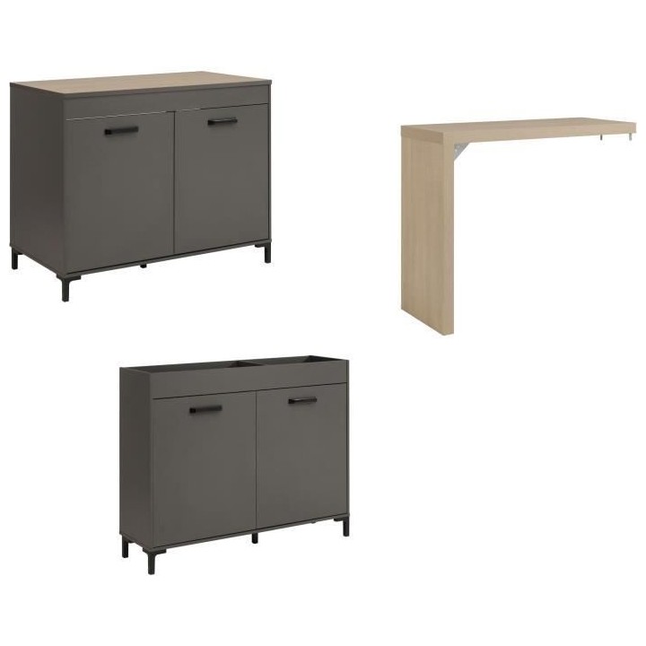 STORM Cuisine complete Compo 236 ILOT - Coloris gris ombre - L236 x P9