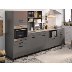 STORM Meuble bas - Coloris Gris ombre - L118 x P60 x H95 cm - 2 Portes