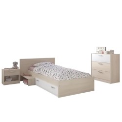 PARISOT Chambre Enfant Complete style contemporain décor acacia clair et blanc - l 90 x L 190 cm - CHARLEMAGNE