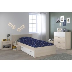 PARISOT Chambre Enfant Complete style contemporain décor acacia clair et blanc - l 90 x L 190 cm - CHARLEMAGNE