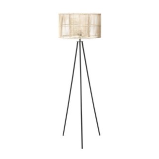 MOI Lampadaire - Métal et rotin - H150 cm - Abat-jour : 50x50x28,8 cm