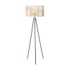 MOI Lampadaire - Métal et rotin - H150 cm - Abat-jour : 50x50x28,8 cm - Noir et beige naturel