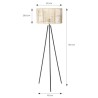 MOI Lampadaire - Métal et rotin - H150 cm - Abat-jour : 50x50x28,8 cm - Noir et beige naturel