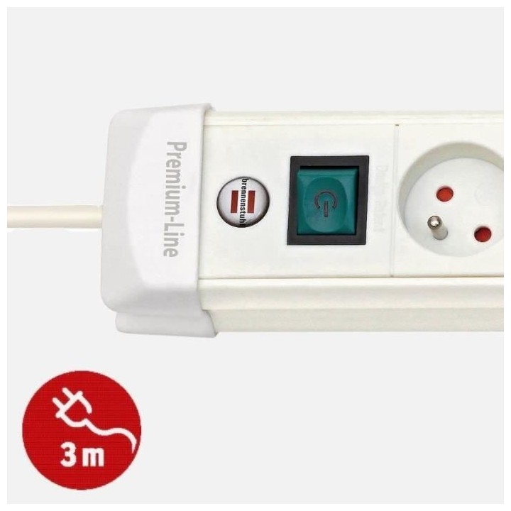 Brennenstuhl Multiprise Premium-Plus Blanche, 8 prises, avec 3m de câ