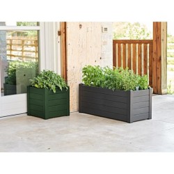 TERAPLAST Jardiniere Trama001 42x40cm - Réserve d'eau et pieds réglables - Vert foret