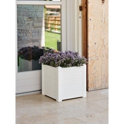 TERAPLAST Jardiniere Trama001 42x40cm - Réserve d'eau et pieds réglables - Blanc cassé