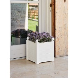 TERAPLAST Jardiniere Trama001 42x40cm - Réserve d'eau et pieds réglables - Blanc cassé