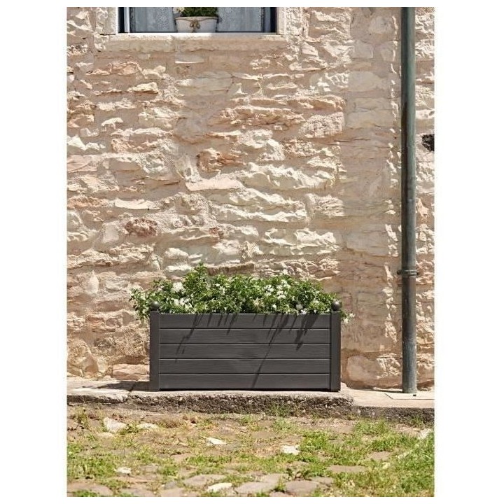 TERAPLAST Jardiniere Trama002 40x100cm - Réserve d'eau et pieds régl