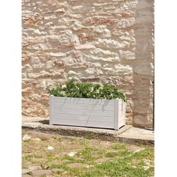 TERAPLAST Jardiniere Trama002 40x100cm - Réserve d'eau et pieds réglables - Blanc cassé