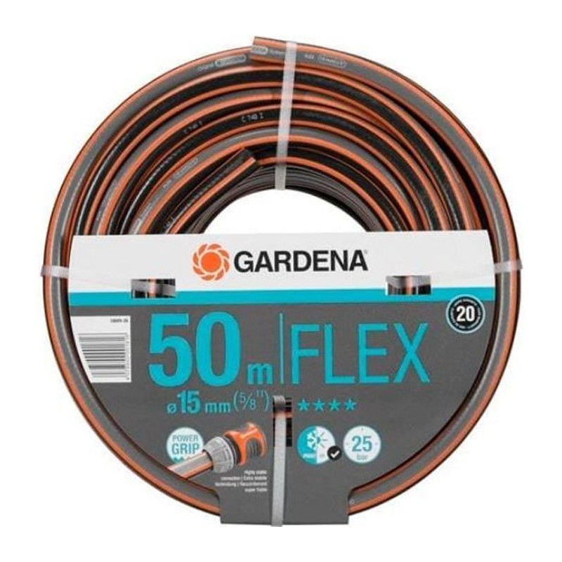 GARDENA Tuyau d'arrosage Comfort FLEX – Longueur 50m – Ø15mm – Anti noeud et indéformable – Garantie 20 ans (18049-26)