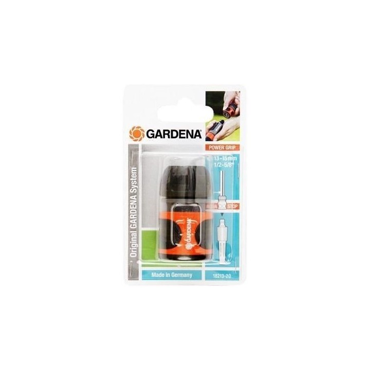 GARDENA Raccord d'arrosage Aquastop – Adapté tuyau Ø13mm & Ø15mm
