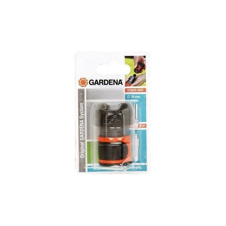 GARDENA Raccord d'arrosage Aquastop – Adapté tuyau Ø19mm – Anti