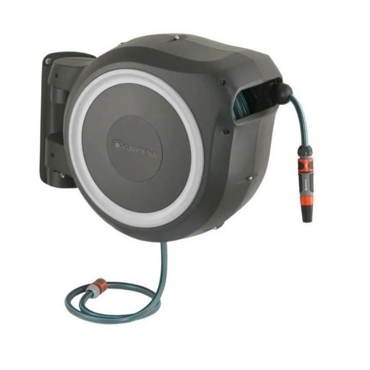 GARDENA Dévidoir automatique mural RollUp XL liseret blanc – Longue