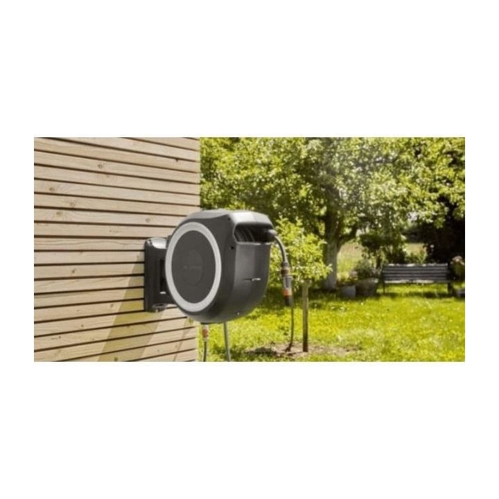 GARDENA Dévidoir automatique mural RollUp XL liseret blanc – Longue