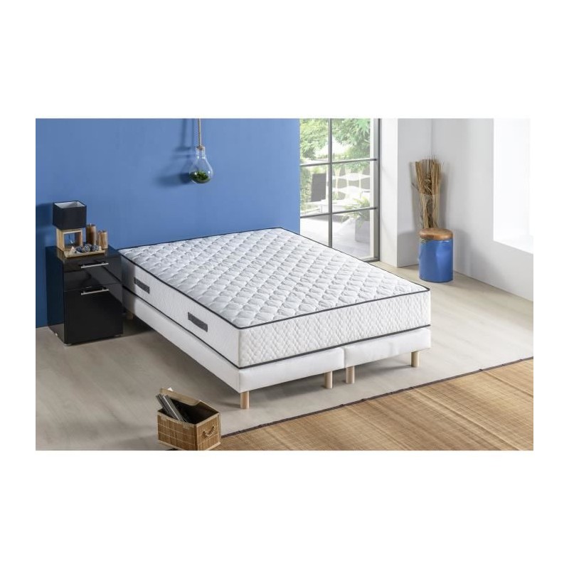 DEKO DREAM Ensemble matelas 180 x 200 + 2 sommiers 2 x 90 x 200 - Ressorts - 24 cm - 7 zones - Équilibré - DÉTENTE