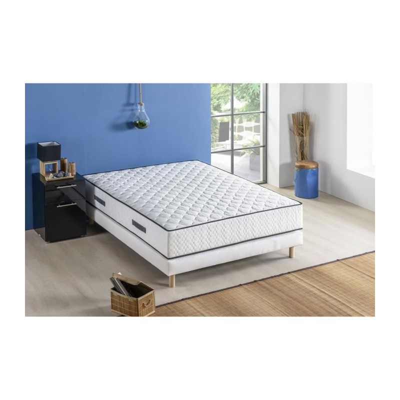 DEKO DREAM Ensemble Matelas + sommier Détente 140x200cm - Ressorts - 7 zones - 24cm - Equilibré