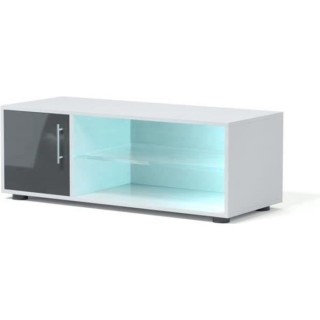 KORA Meuble TV contemporain avec éclairage LED laqué gris - L 100 cm
