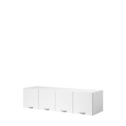 PARISOT Ensemble Armoire 4 portes 2 tiroirs + Réhausse 4 portes - Décor blanc - L 160 x P 51,1 x H 226,8 cm - VARIA