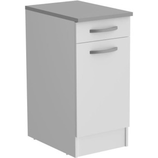 OSLO Meuble Bas 1 porte + 1 tiroir + plan - Blanc - L 40 x P 60 x H 86