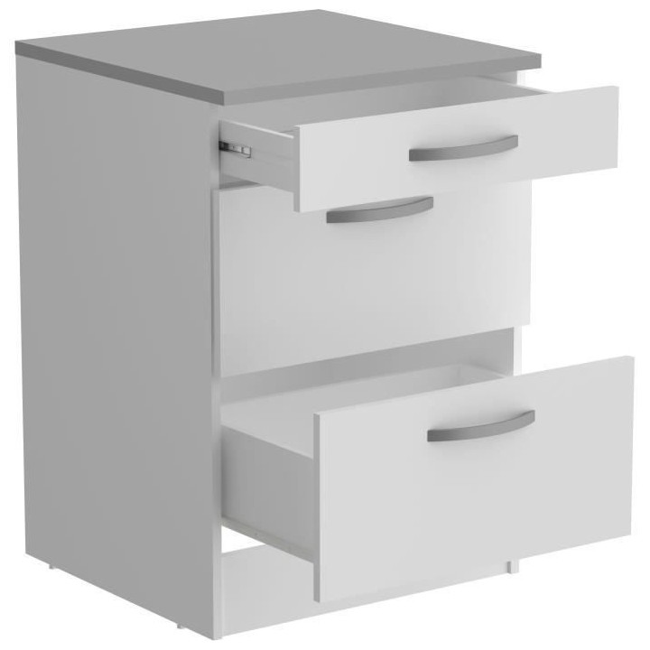 OSLO Meuble Bas 3 tiroirs + plan - Décor blanc - L 60 x P 60 x H 86 c