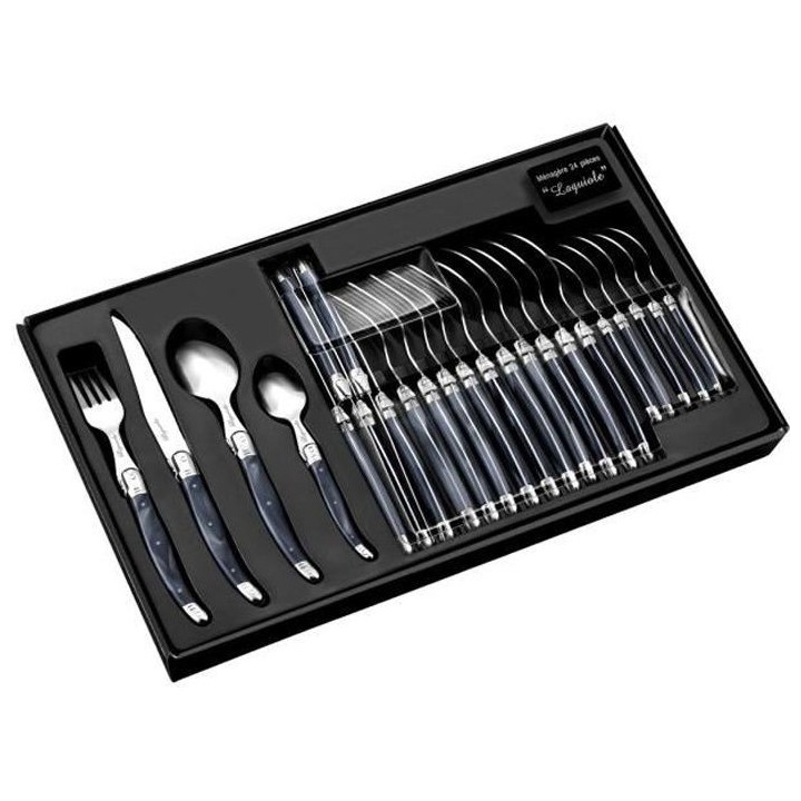 LAGUIOLE Ménagere 24 pieces gris bleu marbré